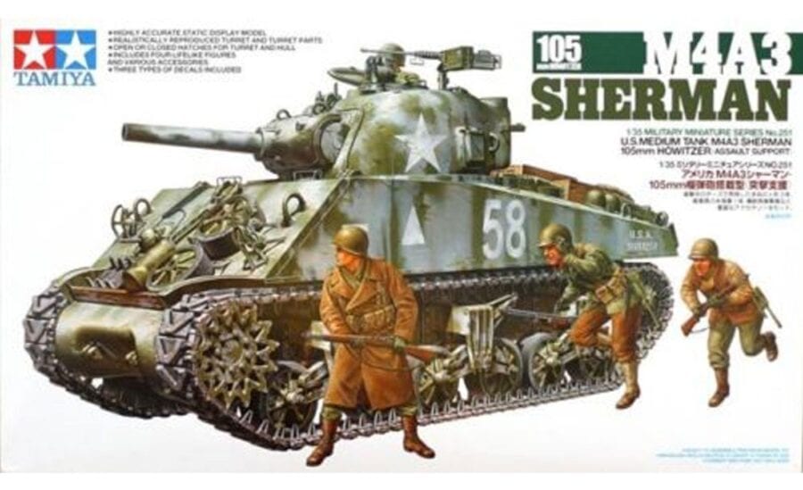 田宫 35251 1/35 美国 M4A3谢尔曼中坦克 105毫米榴弹炮配备 (突击支援) - 图片 2