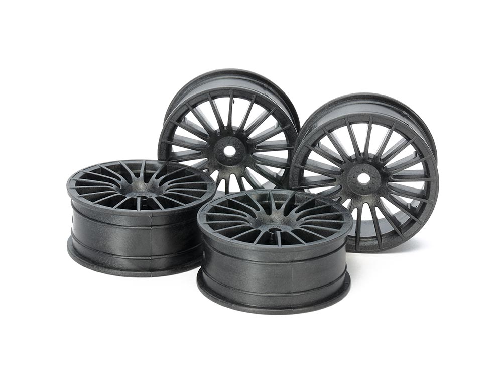 54738_1 田宫 54738 RC 24mm Med Narrow 18Sp 车轮黑色偏移 0 硬 4 件 - 图片 1