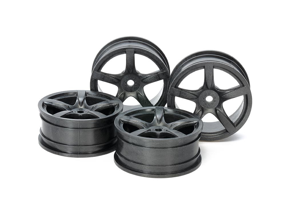 54739_1 田宫 54739 RC 24mm Med Narrow 5 Sp Wheels Black Offset 0 Hard 4pcs - 图片 1