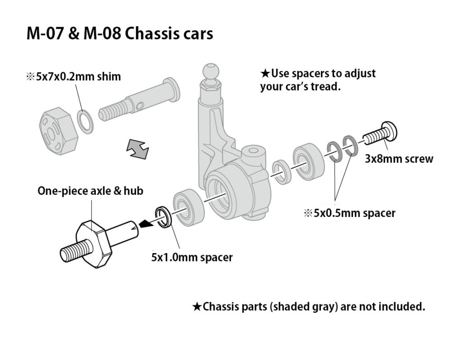 田宫 54996 M-Chassis 轻质一体式铝轴和花鼓组 - 图片 3