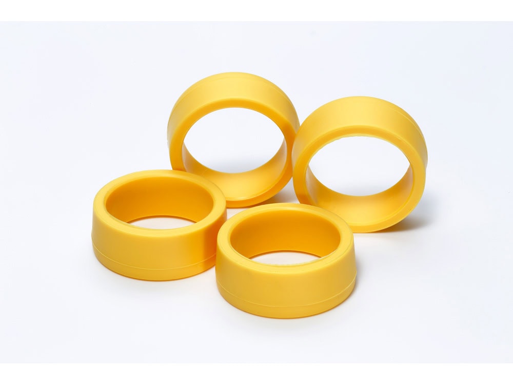 95205_1 田宫 95205 1/32 迷你四驱车 JR LP Offset Tread Tires - Hard / Yellow - 图片 1