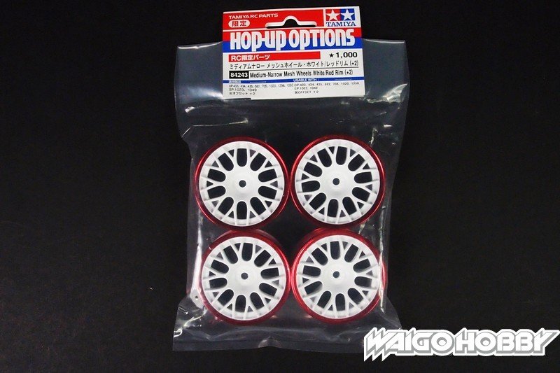 TA_84243_a 田宫 84243 RC 24mm 中窄网轮白色/红色轮辋 (+2) - 图片 1