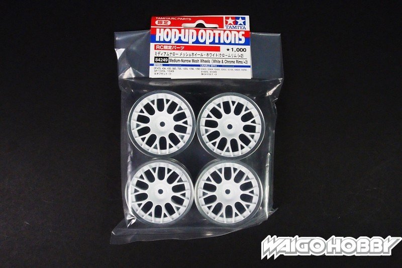 TA_84249_a 田宫 84249 RC 24 毫米中窄网轮白色/镀铬轮辋 (+2) - 图片 1