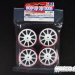 田宫 84251 RC 24 毫米中窄 10 辐车轮白色/红色轮辋 (+0)