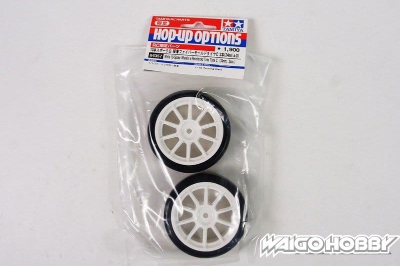 TA_84357_a 田宫 84357 RC 白色10 辐轮毂带C 型加强轮胎(24 毫米/2 件) - 图片 1