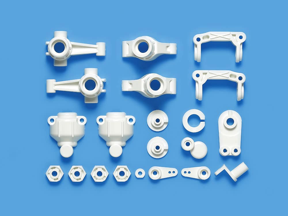 Tamiya-1-10-WR-02CB-B-PARTS-UPRIGHTS-WHITE-Comical-GrasshopperHornet 田宫 47404 WR-02CB B部件 (转向杯) (白色) - 图片 1