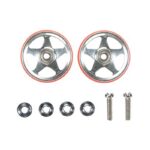 田宫 95396 1/32 迷你四驱车 19mm 铝制 5 辐条滚轮带塑料环 (红色)