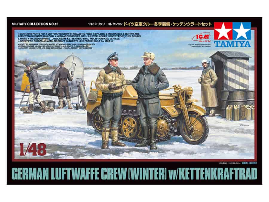 田宫 32412 1/48 德国 空军机组人员（冬季装备）带SdKfz.2 半履带摩托车 - 图片 2