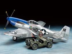 田宫 25205 1/48 北美航空 P-51D 野马式战斗机．1/4吨小型四轮驱动军用车 套装