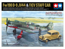 田宫 25213 1/48 福克-沃尔夫 Fw190百舌鸟战斗机 D-9型 JV44喷射战斗机中队．雪铁龙 11CV 将校车 套装 - 图片 2