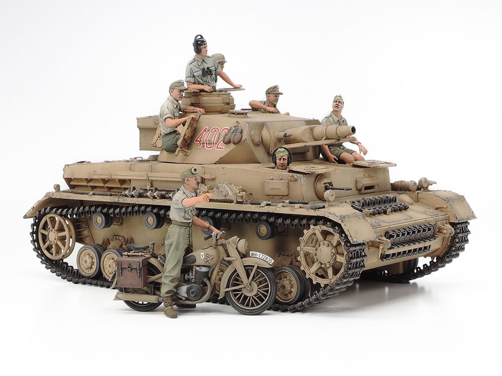 25208_1 田宫 25208 1/35 德国 四号坦克F型.传令摩托车手 套装 "北非战线" - 图片 1