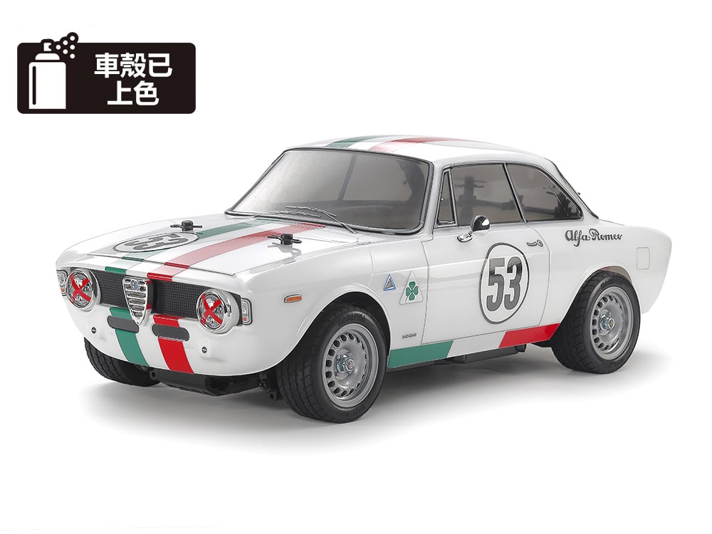 47501_58732_01a 田宫 47501 1/10 RC遥控车 阿尔法罗密欧 Giulia Sprint GTA Club Racer (白色已上色车壳) (MB-01底盘) - 图片 1
