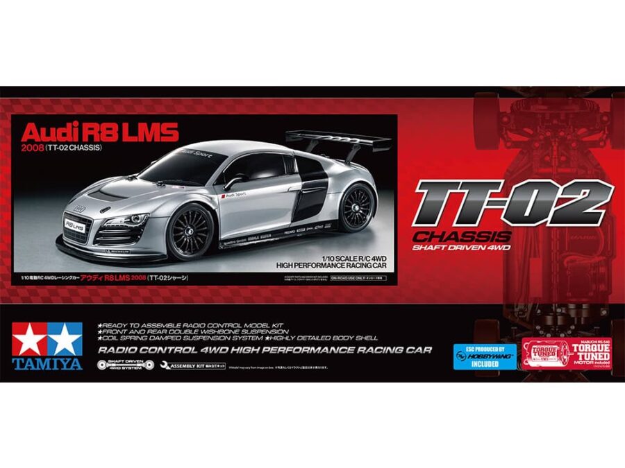 田宫 58749 1/10 RC遥控车 奥迪 R8 LMS 2008 (TT-02底盘) - 图片 2