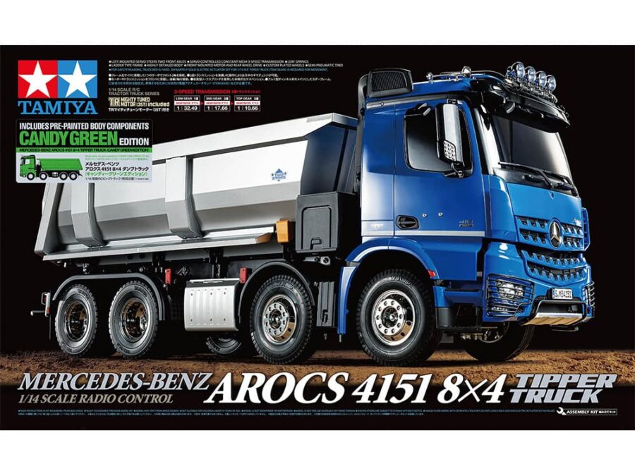 田宫 47523 1/14 RC遥控货车 梅赛德斯-奔驰 Arocs 4151 8x4 自卸车 (糖果绿版本) - 图片 2