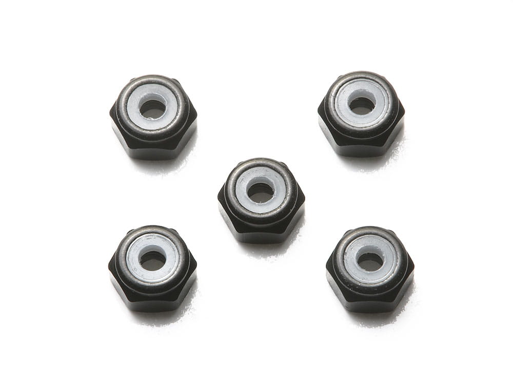 95719_1 Tamiya 95719 2mm Aluminum Lock Nut (Black, 5 pcs) - 图片 1